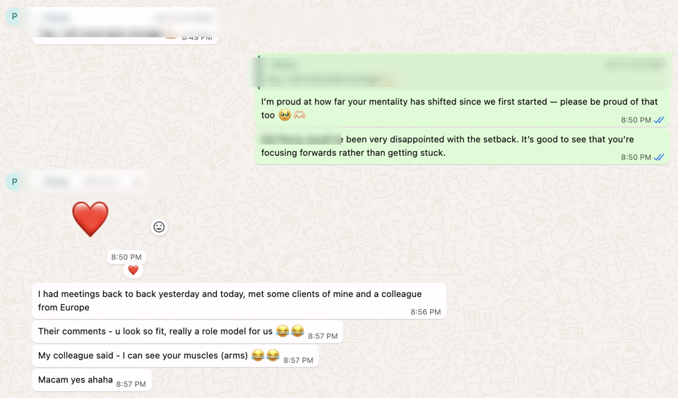 WhatsApp check-in about colleagues noticing
